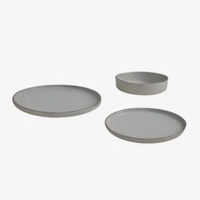 12-delige Servies Set Van Gres Ronilena Dolfijngrijs - Bruin - Sklum