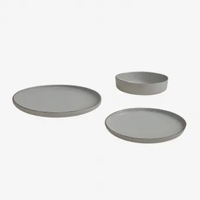 Servies Van 12 Stuks In Ronilena Steengoed Dolfijngrijs - Bruin - Sklum