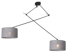 QAZQA Hanglamp zwart met kap 35 cm grijs verstelbaar - Blitz II Modern E27 rond Binnenverlichting Lamp