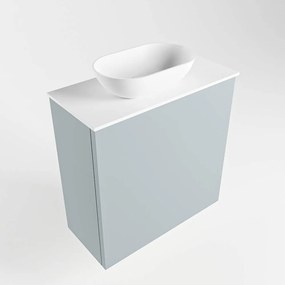 Mondiaz Fowy toiletmeubel 50cm clay met witte waskom links en kraangat