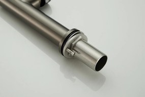 Saniclear Highriser hoge wastafelkraan met gebogen uitloop verouderd ijzer - gunmetal