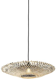 Oosterse hanglamp zwart met bamboe 50cm - RinaOosters E27 rond Binnenverlichting Lamp