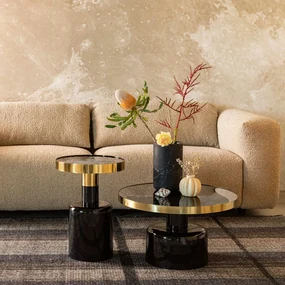Zuiver Glam Emaille Salontafel Zwart Met Goud - 60 X 60cm.