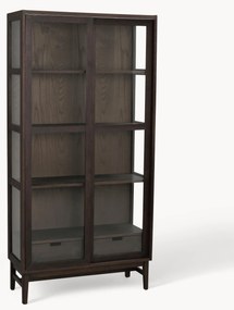 Eikenhouten vitrinekast Hazelton met schuifdeuren