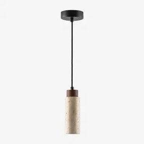 Plafondlamp Van Travertijn En Hout (ø6,5 Cm) Davise Zwart - Sklum