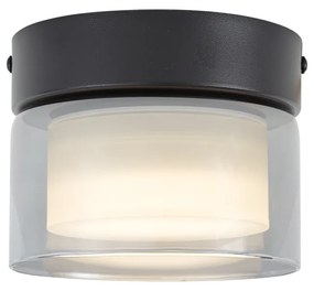 Moderne plafondlamp zwart met smoke glas  - Puck