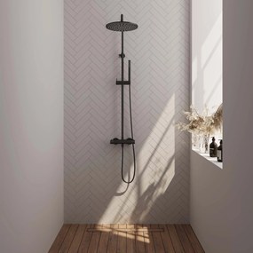 Brauer Black Carving opbouw regendouche met 30cm douchekop en staafhanddouche mat zwart