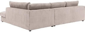 Goossens Bank Ravenia bruin, stof, 2,5-zits, stijlvol landelijk met chaise longue rechts