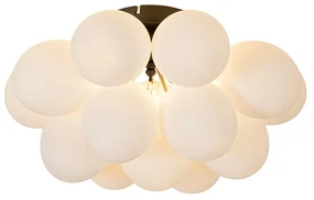 Smart plafondlamp zwart met opaal glas 4-lichts incl. 4 Wifi G9 - Uvas Design G9 bol / globe / rond rond Binnenverlichting Lamp