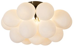 Art Deco plafondlamp zwart met opaal glas 4-lichts - Uvas Design, Art Deco G9 bol / globe / rond Binnenverlichting Lamp