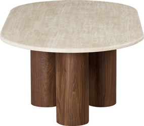Salontafel Travertin Met Walnoot Poten - 130 X 70cm.