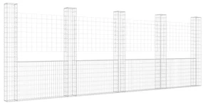 vidaXL Schanskorf U-vormig met 5 palen 500x20x200 cm ijzer