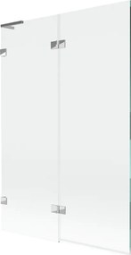 Mexen Lunar L badwand 2-delig links 120 x 150 cm, transparant, chroom - 897L-120-100-01-00-L