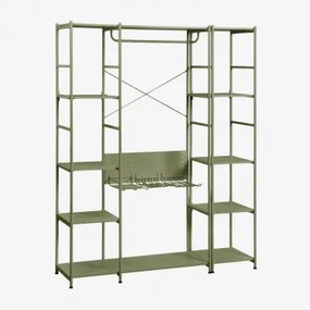 Open Modulair 2-delig Kast Met Elviah Ijzeren Plank Groen – Intens Olijf - Sklum