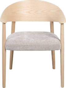 Eetkamerstoel Gebogen Hout Met Beige Stof