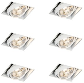 Set van 6 Inbouwspot wit GU10 AR70 trimless - Oneon GU10 Binnenverlichting Lamp