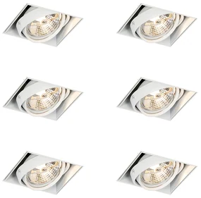 Set van 6 Inbouwspot wit GU10 AR70 trimless - Oneon GU10 Binnenverlichting Lamp
