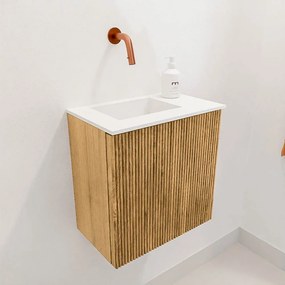 Mondiaz Joya 40cm toiletmeubel oak met wastafel faye links zonder kraangat talc