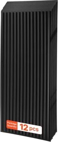 VEVOR 12 stuks plafondpanelen PVC plafondtegels lineair 605x1215mm zwart, 3D lamellendesign, brandwerend, slagvast, op maat te snijden, geschikt voor systeemplafonds, moderne interieurdecoratie voor thuis of kantoor