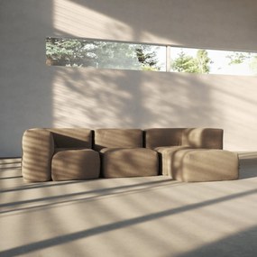 Soft Zitzak Indoor 3 Seater + Pouf - Teddy Brown