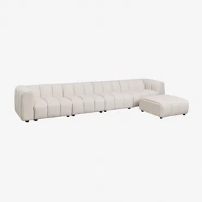 4-delige Modulaire Bank En Poef In Bouclé-stof Eliot Bouclé Crèmebeige - Sklum