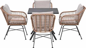 Garden Impressions Lucas tuinset bruin 5-delig - Rimini tuintafel 80x80 cm