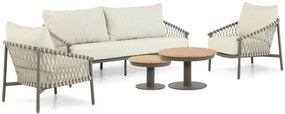 Stoel en Bank Loungeset 5 personen Aluminium/rope Taupe 4 Seasons Outdoor Allora/Salerno