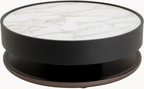 Ronde houten salontafel Phoenix met marmerlook tafelblad