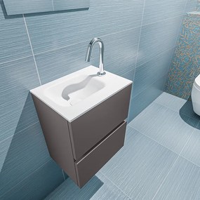 Mondiaz Ada 40cm toiletmeubel dark grey met wastafel talc links 1 kraangat