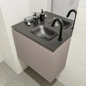 Mondiaz Olan 60cm toiletmeubel smoke met wastafel urban rechts 1 kraangat