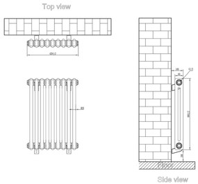 Eastbrook Rivassa 2 koloms radiator 40x60cm staal 567W zwart mat