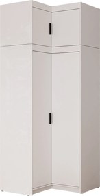 Hoekkledingkast Novduni 121, Wit, 246x98x98cm, 144 kg, Kledingkast deuren: Met scharnieren