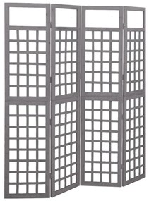 vidaXL Kamerscherm/trellis met 4 panelen161x180 cm vurenhout grijs