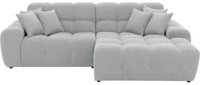 Goossens Excellent Bank Kubus - 30 X 30 Cm Stiksel lichtgrijs, stof, 1,5-zits, modern design met chaise longue rechts