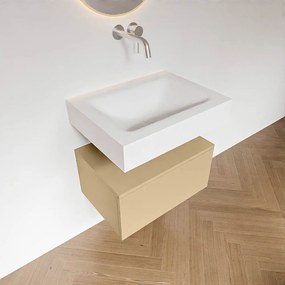 Zaro Alan badmeubel 60cm sand 1 lade met vrijhangende wastafel cloud midden zonder kraangat talc