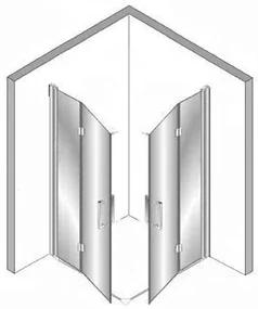 Plieger Panorama vouwdeur + vouwdeur 80 + 80x200cm incl. vloerprofiel chroom