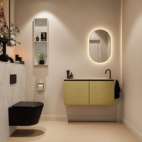 Mondiaz Ture DLux toiletmeubel 100cm oro met wastafel opalo rechts met kraangat