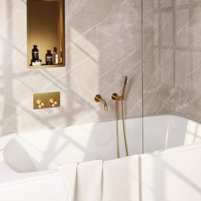 Brauer Stripe inbouw badkraan met drukknoppen en staafhanddouche messing geborsteld PVD