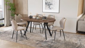 Mazzoni EXPANSO Bruin Eiken / zwarte poten - OVALE UITSCHUIFTAFEL 160-360 cm VOOR 16-18 PERSONEN