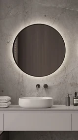 Martens Design Miami Beach spiegel met LED verlichting, spiegelverwarming en touch bediening 100cm mat zwart