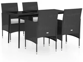 vidaXL 5-delige Tuinset met kussens zwart