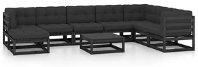 vidaXL 9-delige Loungeset met kussens massief grenenhout