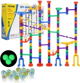 VEVOR Marble Run Set, 150-delige knikkerbaan-bouwsteenpuzzel, met 10 glow-in-the-dark knikkers + 40 glazen knikkers, educatief leerzaam racebaan-STEM-speelgoed, voor kinderen vanaf 3 jaar