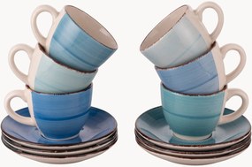 Handbeschilderde espressokopjes Baita met schoteltjes, 6-delig