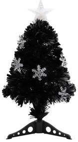 vidaXL Kerstboom met LED-sneeuwvlokken 64 cm glasvezel zwart