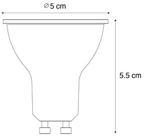 Set van 5 GU10 dimbare LED lamp 3W 200 lm 2200 - 6500K