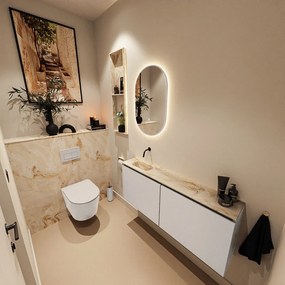 Mondiaz Ture DLux toiletmeubel 120cm linen met wastafel frappe links zonder kraangat