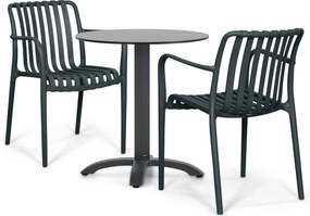 Tuinset Ronde Tuintafel 2 personen 70 cm Kunststof Grijs  Domani Furniture Alba/Talao