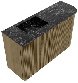 Mondiaz Joya DLux 70cm toiletmeubel ronding rechts dusk met wastafel faye links 1 kraangat lava