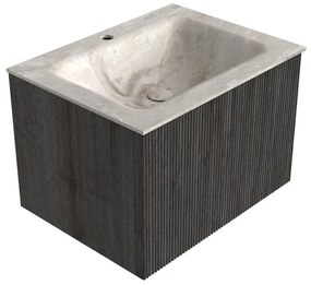 Mondiaz Kurve-dlux 60cm badmeubel shadow met 1 lade en wastafel cloud midden 1 kraangat frappe